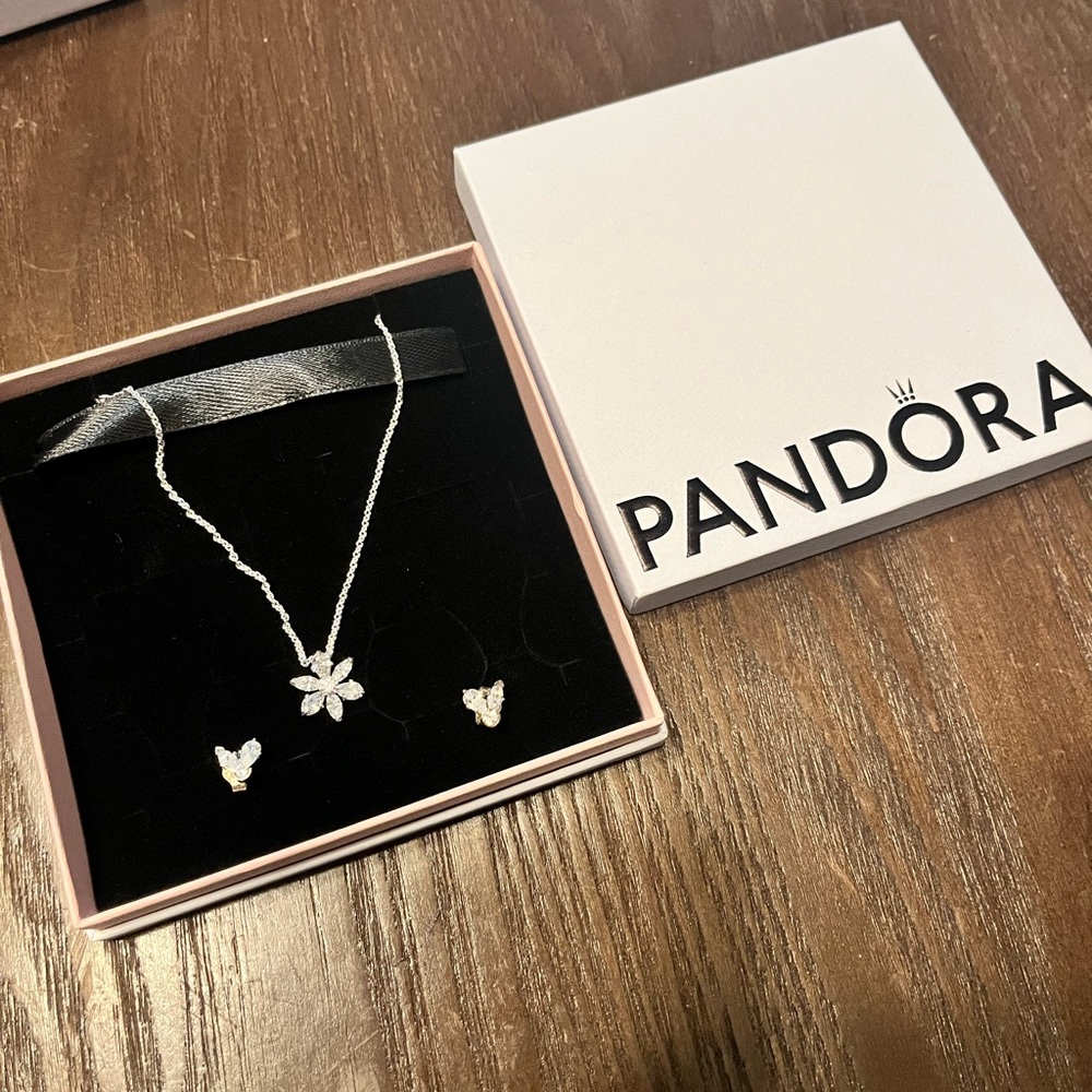 Pandora Necklace with Earrings